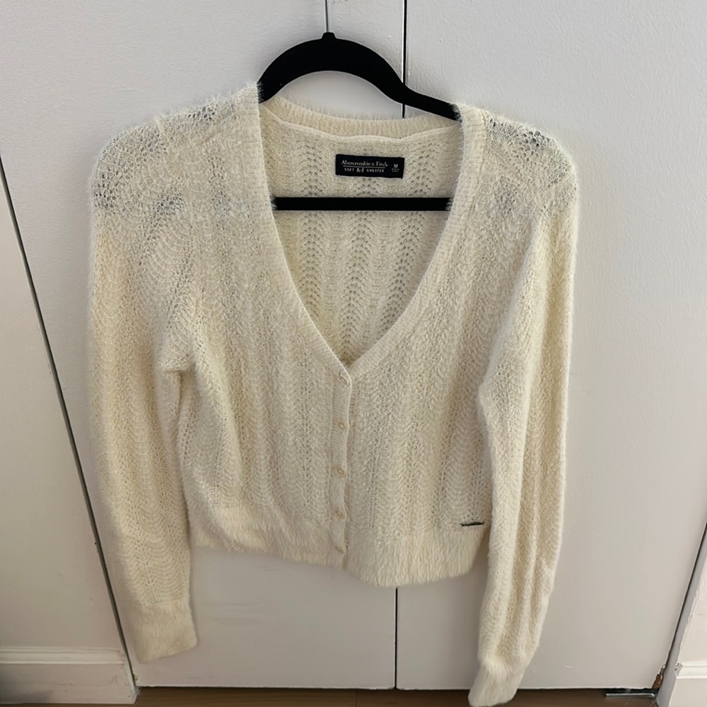 Fuzzy Cream Abercrombie Cardigan